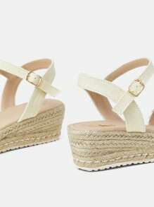 Styleloop Women's Woven Rope Platform Wedge Sandals, Boho Style, Retro American Western Music Festival Party Outfit