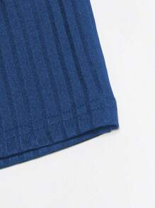 Manfinity Homme Men's Plus Size Solid Color Short Sleeve Polo Shirt - Blue - View 3