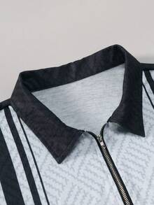 Manfinity RSRT Conjunto De Camisa Polo De Choque De Colores Y Pantalones Cortos De Un Solo Color Para Hombres - Blanco y Negro - Ver 5