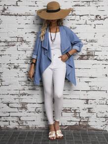 SHEIN LUNE Women's Denim Jacket - Blue - View 6