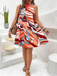 SHEIN Holidaya Váy in họa tiết nhiều màu không tay cỡ lớn cho nữ - Nhiều màu - Xem 5