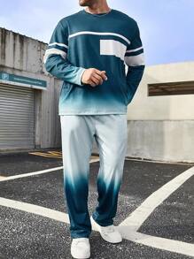 Manfinity Homme Men's Plus Size Gradient Long Sleeve T-Shirt Set - Multicolor - View 4