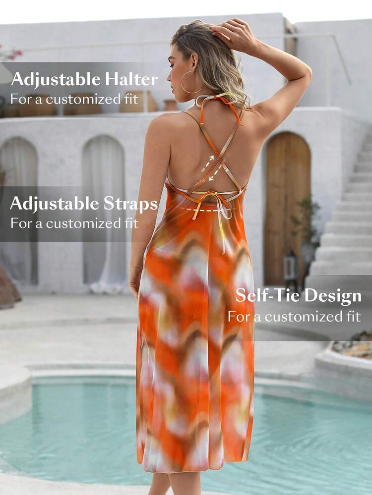 Women's Tie-Dye Halter Neck Bikini Set Summer Beach