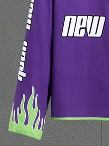 Manfinity Roghcode 男士字母及火焰印花長袖上衣和短褲套裝 - 彩色 - 查看 4