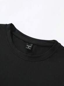 Manfinity Homme Áo thun nam tay ngắn in chữ thường ngày, Quà tặng bạn trai, Đi chơi - màu đen - Xem 4