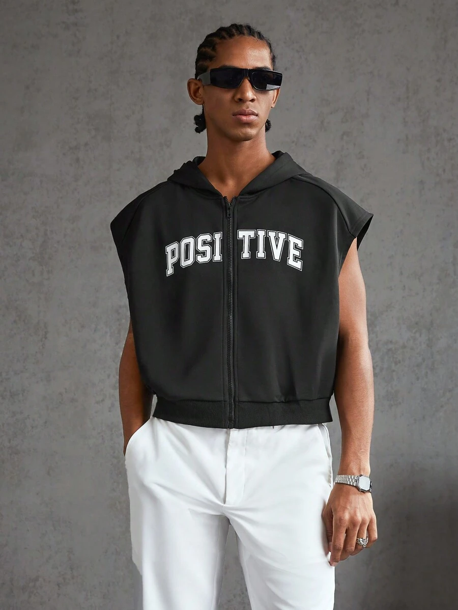 Manfinity VCAY Men's Sleeveless Knitted Casual Sweatshirt, For Fall Winter - Black - View 1