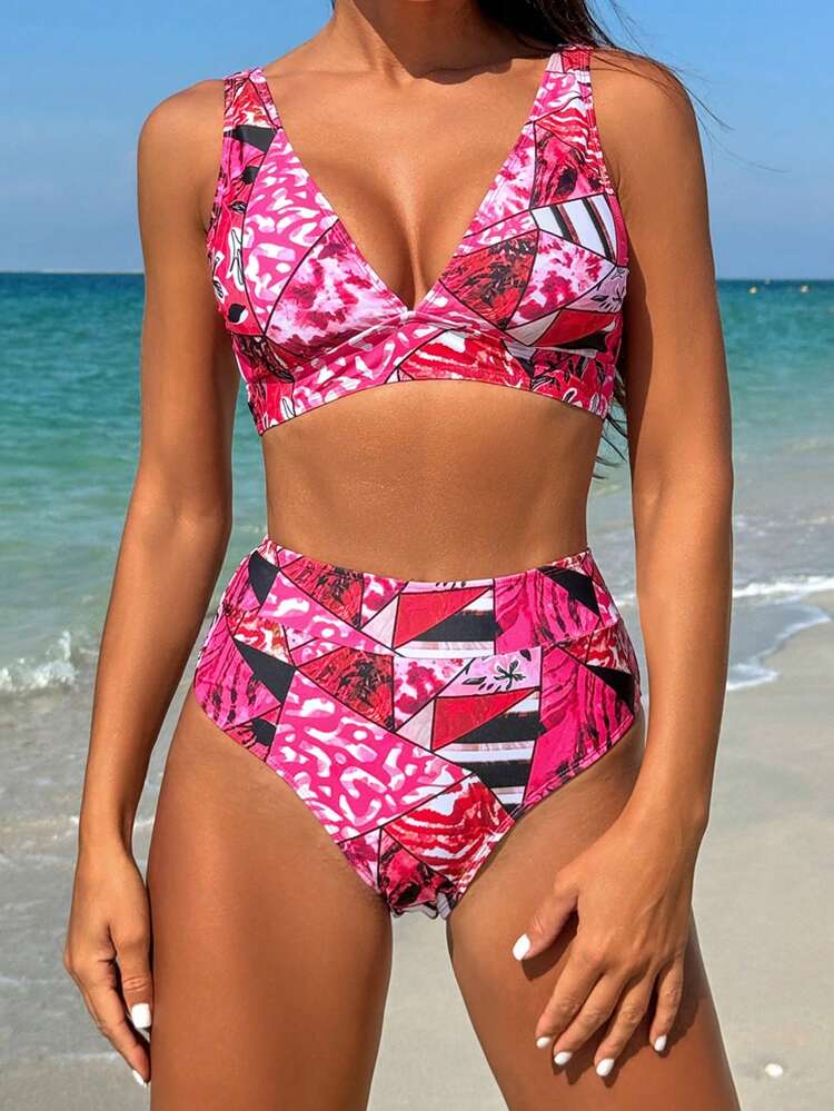 Women'S Patchwork Printed Bikini Set Summer