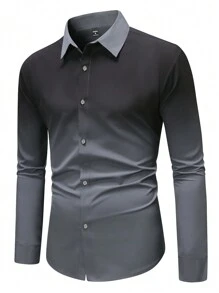 Manfinity Mode Men's Gradient Long Sleeve Shirt - Dark Grey - View 4
