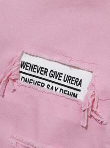 Teen Boys' Street Style Patchwork Printed Jeans - Baby Pink - View 3