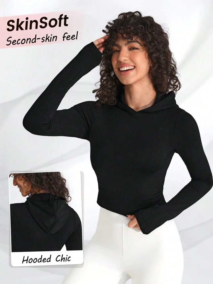 Women's Solid Color Hooded Yoga Sports Sweatshirt