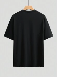 Manfinity Homme Áo thun nam tay ngắn in chữ thường ngày, Quà tặng bạn trai, Đi chơi - màu đen - Xem 3