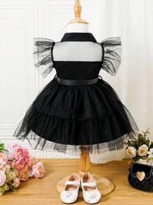 SHEIN Vestido De Malla De Estilo Gótico Para Niña Bebé - Multicolor - Ver 2