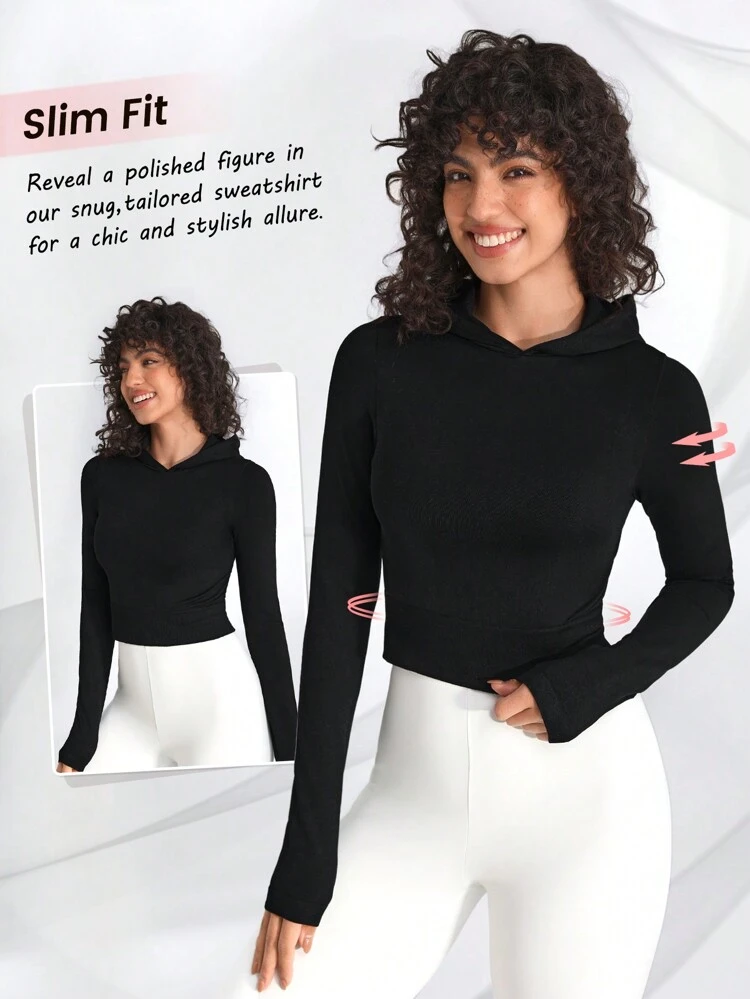 Women's Solid Color Hooded Yoga Sports Sweatshirt