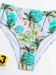 Teen Girls' Tropical Printed Tankini Set With Triangle Bottom And Top - Multicolor - View 3