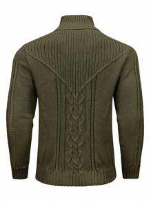 Manfinity Homme Men's Long Sleeve Turtleneck Sweater - Army Green - View 2