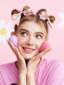 HELLO KITTY AND FRIENDS | SHEIN 2pcs Super Soft & Elastic Makeup Sponges - Red - View 8