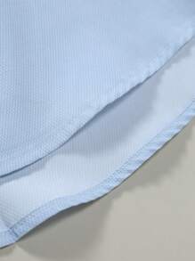 Manfinity Mode 男士纯色纯色休闲长袖衬衫 送给男朋友的礼物 - 淺藍色 - 查看 4