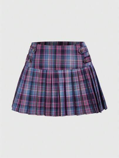 Kawaii Women's Plaid Pleated Skirt