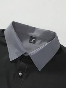 Manfinity Mode Men's Gradient Long Sleeve Shirt - Dark Grey - View 5