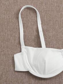 SHEIN Swim Summer Beach Rib Underwire High Cut Bikini Set