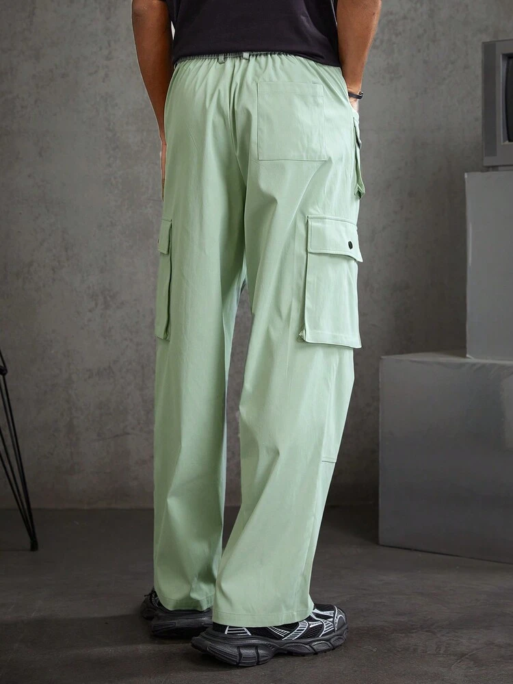 Woven Casual Solid Color Pants With Pockets