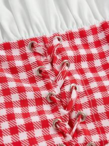 SHEIN Unity Ống tay áo Khối màu Váy có thắt lưng - trắng - Xem 3