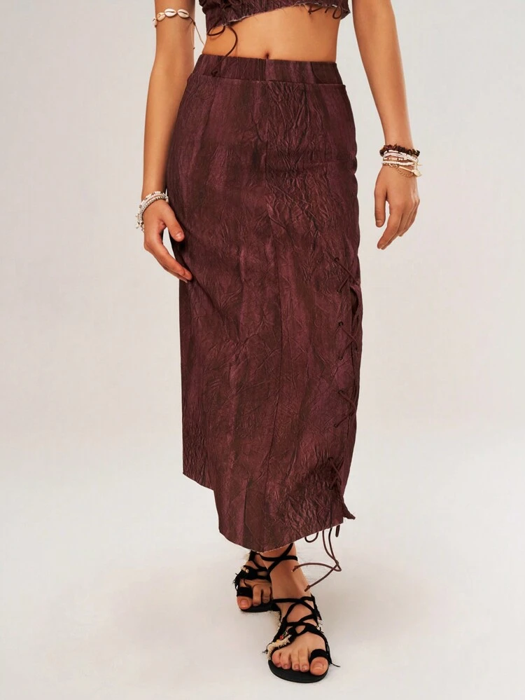 Vacation Style Women's Tie Dye Bandeau Top And Skirt Set