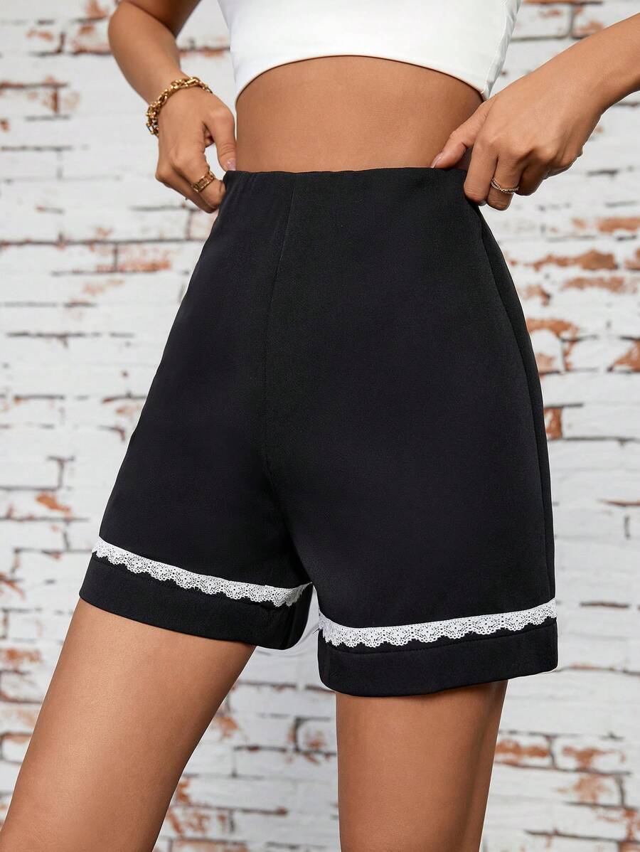 GENKIRA Ren Vá lại Eo đàn hồi Quần short - màu đen - Xem 1