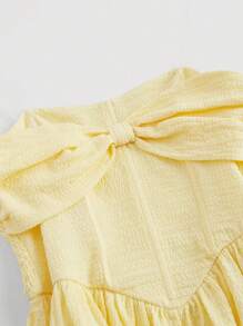 SHEIN MOD 女士純色無肩帶打結連衣裙 - 黃色 - 查看 3