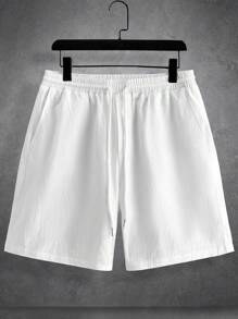 Manfinity Homme Męski Wcięcie Kołnierz Krótki Rękaw Koszula I Sznurek w talii Szorty 2 szt./zestaw