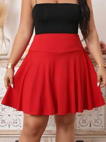 Elenzga 大码女式飘逸短裙，适合新年服装 - 紅色 - 查看 5