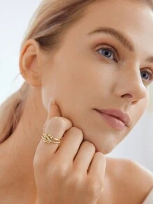 MOTF PREMIUM GOLD PLATING TWISTED DOUBLE LAYER RING - Yellow Gold - View 3