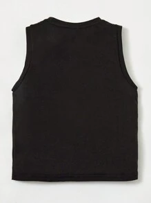 SHEIN Young Boy Leisure Cartoon Animal & Letter Printed Round Neck Tank Top
