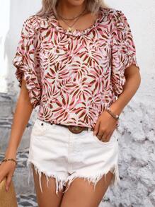 SHEIN LUNE Blusa De Manga Murciélago Con Estampado Aleatorio - Multicolor - Ver 2