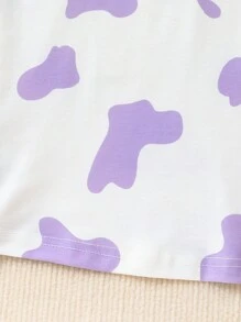 SHEIN 可爱兔子印花圆领短袖睡裙休闲连衣裙，适合青少年女孩，休闲 - 彩色 - 查看 4