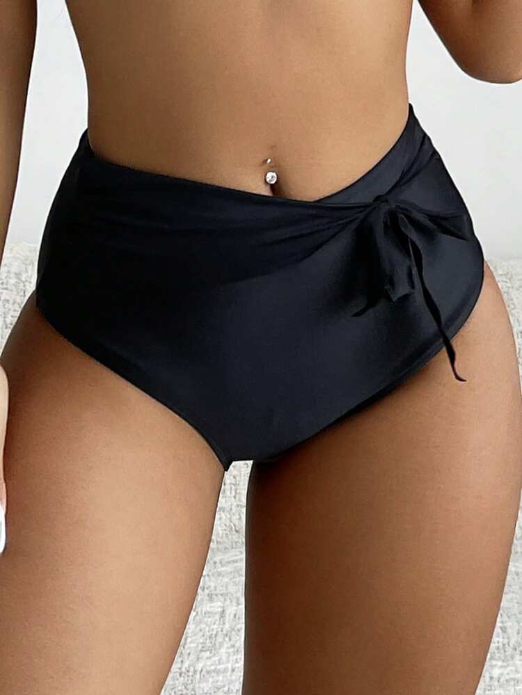 Ladies' Ruched Halter Neck Two Pieces Bikini Set Summer Beach