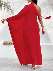 SOLERSUN 一肩蝙蝠袖連身裙 - 紅色 - 查看 2