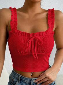 SHEIN EZwear Square Neck Knitted Tight Tank Top With Wide Straps