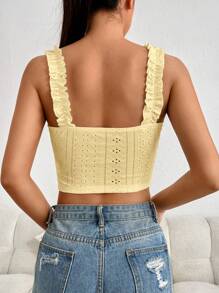 SHEIN EZwear Square Neckline Ribbed Knit Tight Fitted Tank Top With Thick Shoulder Straps