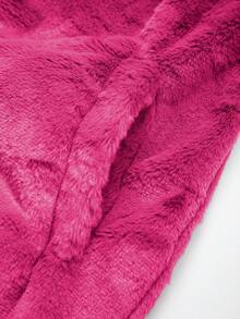 Manfinity Homme Men's Turn-Down Collar Drop Shoulder Long Sleeve Fuzzy Coat - Rose Red - View 5