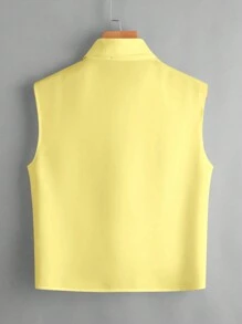 SHEIN LUNE Chemisier sans manches d'été à un bouton en tissu unicolore tissé
