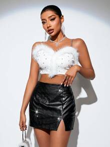 Zolique Damen Puleder Schlitz-design Minirock Mit Seitlichem Saum