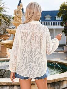 GENKIRA Blusa Floral Con Botones Y Corte En Forma De V En El Escote - Blanco - Ver 2