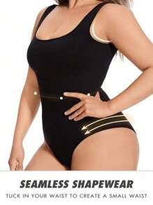Body Ceñidor De Cintura Sin Costuras De Talla Grande Para Mujer Con Camiseta Sin Mangas Y Pantalones Triangulares
