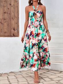 SHEIN LUNE Vestido Estampado Con Cuello Halter Para Mujer - Multicolor - Ver 6