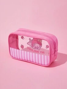 HELLO KITTY AND FRIENDS | SHEIN 可愛粉色印花半透明化妝品袋 - 紅色 - 查看 4