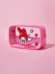 HELLO KITTY AND FRIENDS | SHEIN 可愛粉色印花半透明化妝品袋 - 紅色 - 查看 5