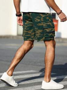 Manfinity Homme Manfinity Men's Camouflage Cargo Camo Shorts - Army Green - View 2