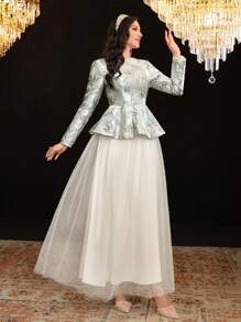 Modelyn Robe élégante de style arabe en maille pour femmes, robe de soirée élégante pour soirée, robes de soirée longues