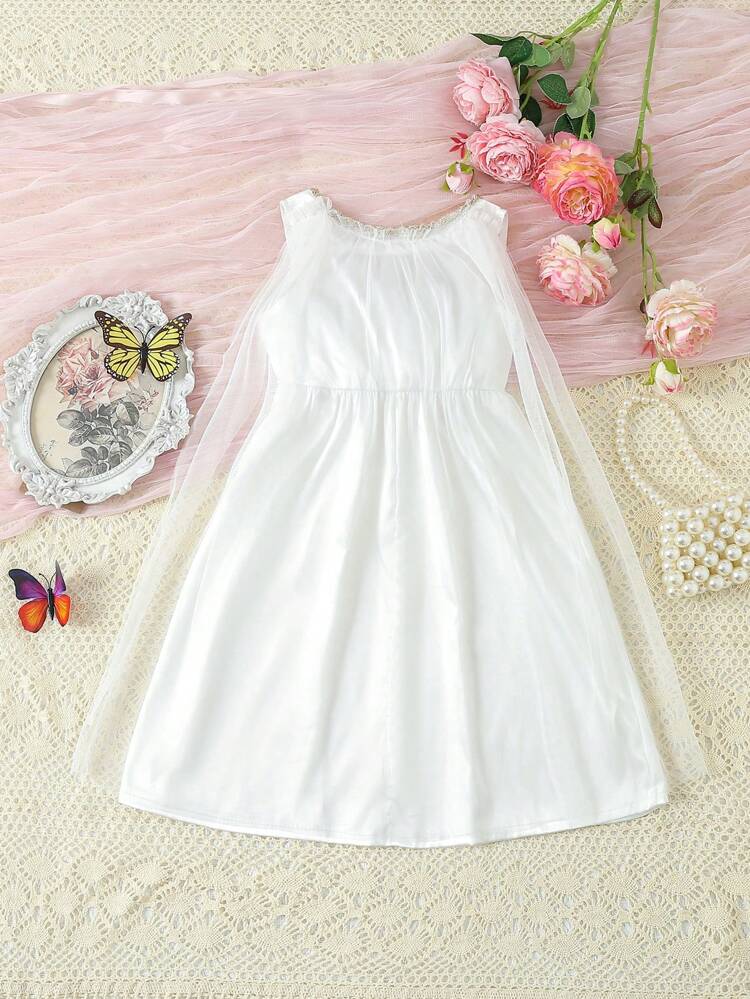 Elegant And Comfortable  Silk Mesh Shawl Baby Girls' Ramadan Dress